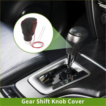 Car Gear Shift Knob Cover for Toyota CH-R 2018-2022 Black Red Faux - Interior Accessories