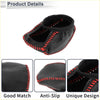 Black leather car gear shift knob cover with red stitching for toyota rav4 2019-2024 pebbled black red style
