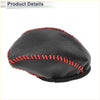 Black leather car gear shift knob cover with red stitching for toyota rav4 2019-2024 pebbled texture