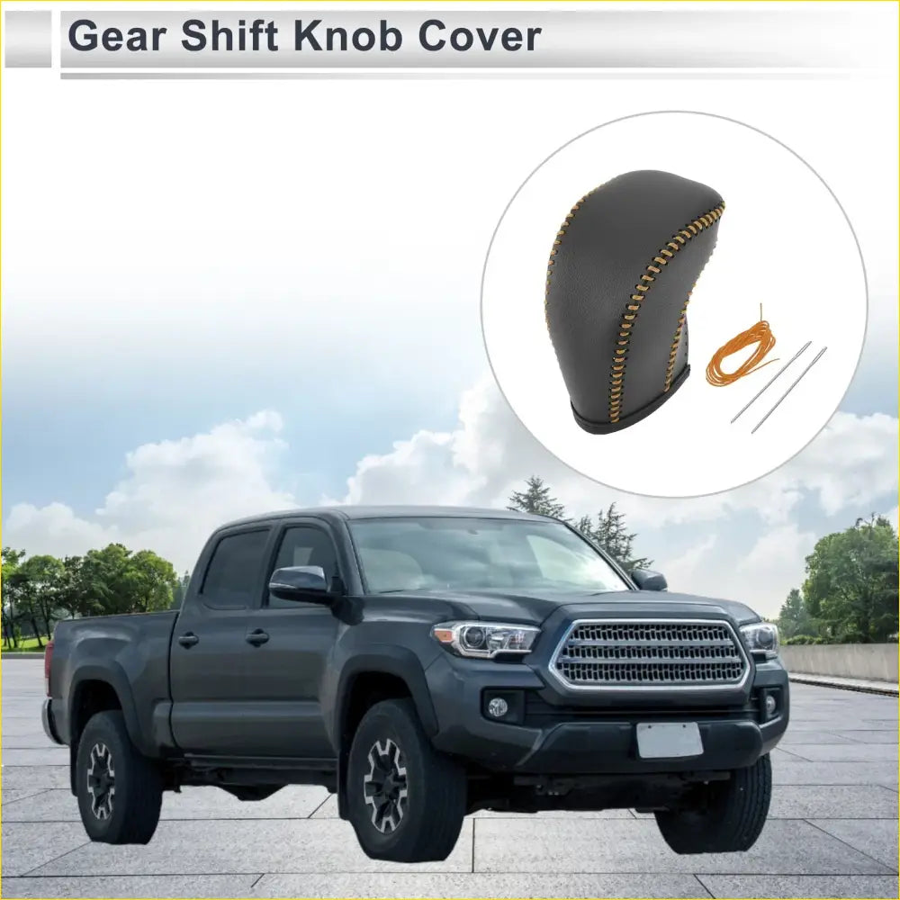 Car Gear Shift Knob Cover for Toyota Tacoma (2016-2022) Black Orange - Interior Accessories