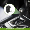 Black leather gear shift knob cover with stitched detailing for toyota tacoma 2016-2022 in pebbled black grey