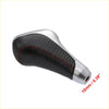 Black carbon fiber car gear shift knob with red stitching and silver accents for toyota tundra and 4runner