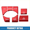 Red metallic car handbrake and drive mode button covers with engraved eco normal sport snow hold and parking brake labels for toyota rav4 2019-2022
