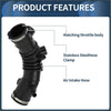 Black rubber car intake hose tube with stainless steel clamps for toyota solara 2004-2008 shown from the back side