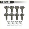 Eight black phillips head screws and four silver metal clips for toyota tundra mud flaps splash guards set