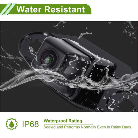 Black sleek rectangular car park assist rearview camera with glossy finish and green lens for Toyota Land Cruiser base