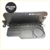 Black metal mounting tray with molded compartments and circular cutout for toyota fj cruiser passenger table