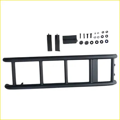 Black plastic ladder style rack with matching hardware for suzuki jimny 2019 on rear tailgate door steel kit