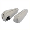 Beige microfiber leather car seat armrest covers with stitched seams and black plastic insert for toyota sienna
