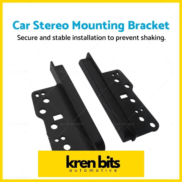 Black metal car stereo side trims brackets with multiple holes for secure 2din double fascia dash installation