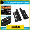 Black metal car stereo side trims brackets with multiple holes for secure 2din double fascia dash installation