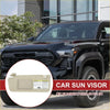 Beige plastic car sun visor with rectangular storage and warning label for toyota tacoma 2005-2011 left driver side