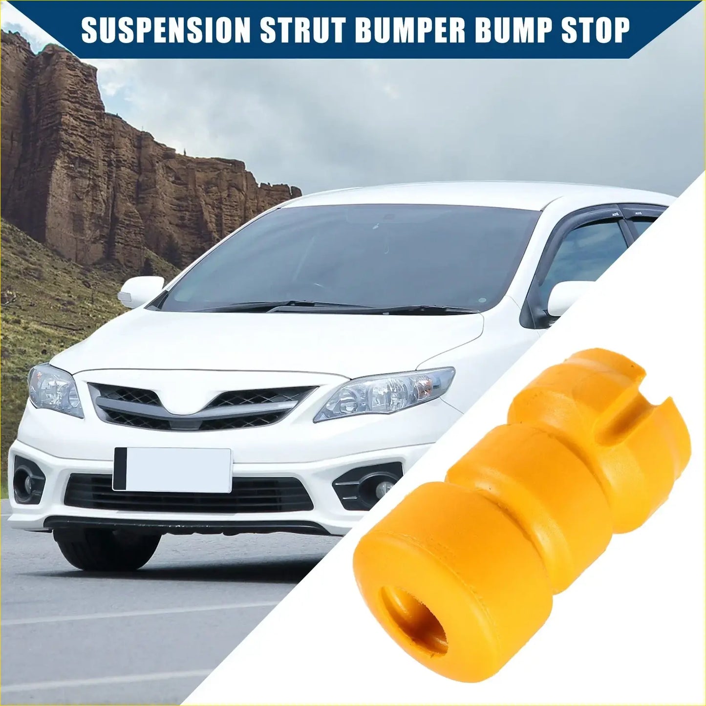 Bright orange rubber suspension strut bumper bump stop for toyota rav4 2.4l 2.0l 2001-2005 shown from back side