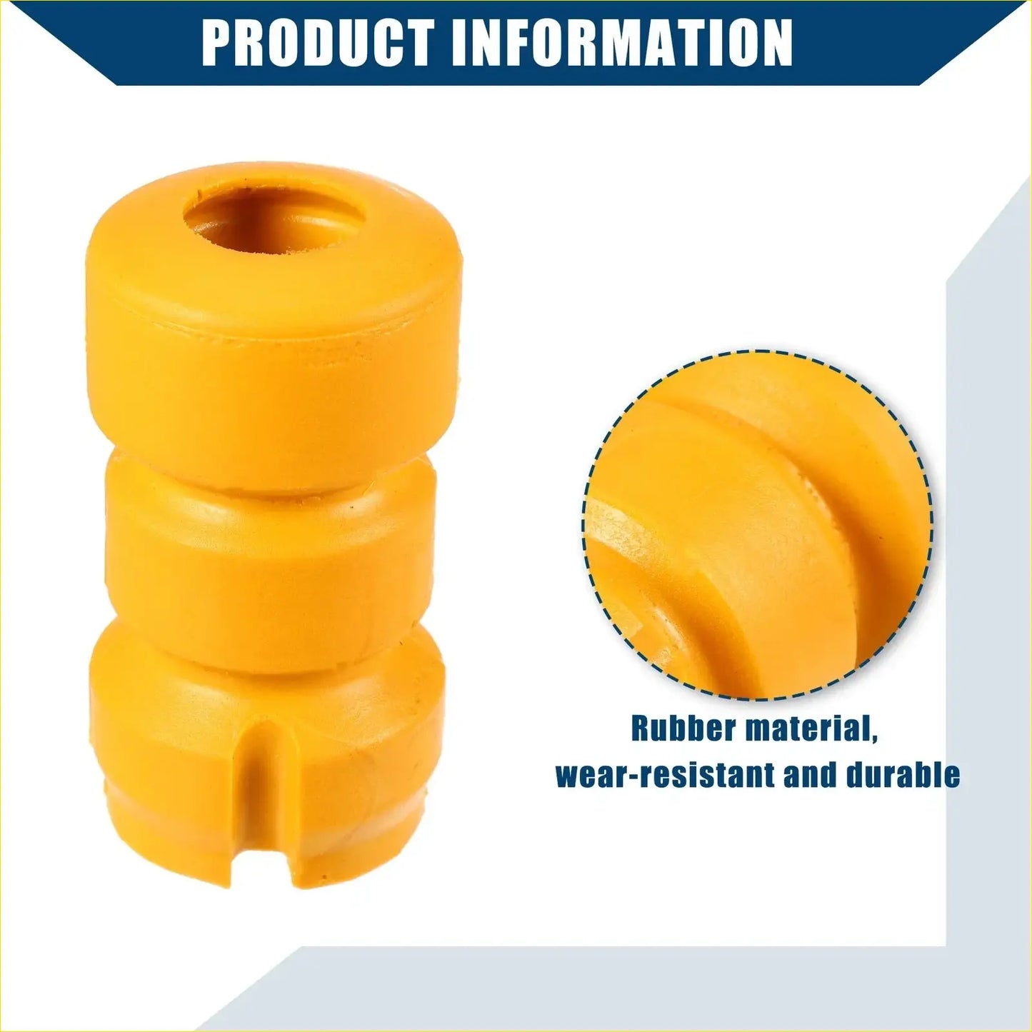 Bright yellow rubber car suspension strut bumper with cylindrical segmented design for toyota rav4 2001-2005