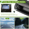 Black rearview mirror camera with glossy finish and integrated lens for clear day night vision on toyota tundra back side