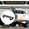 Black carbon fiber textured trunk rear handle cover for toyota tundra 2022-2024 shown from the back side
