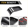 Black carbon fiber central armrest storage box cover for toyota tundra with glossy ribbed trim design