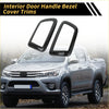 Carbon fiber door handle bezel cover trims in black for toyota hilux interior upgrade