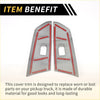 Gray plastic cover trim with red accent strips for pickup truck side mirror housings in toyota tundra window panel set