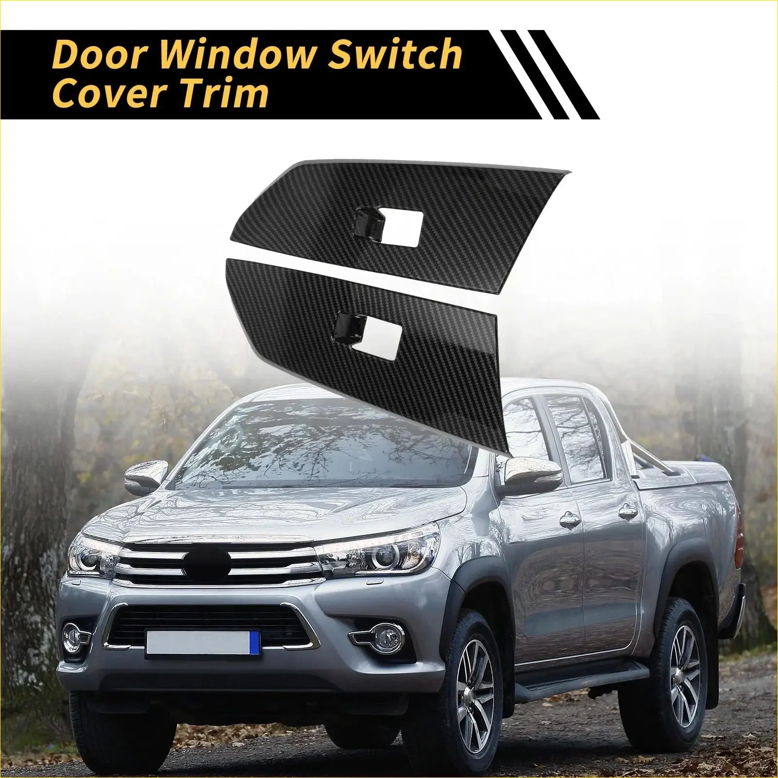 Black carbon fiber door window switch panel cover set for toyota tundra with glossy finish and precise cutouts
