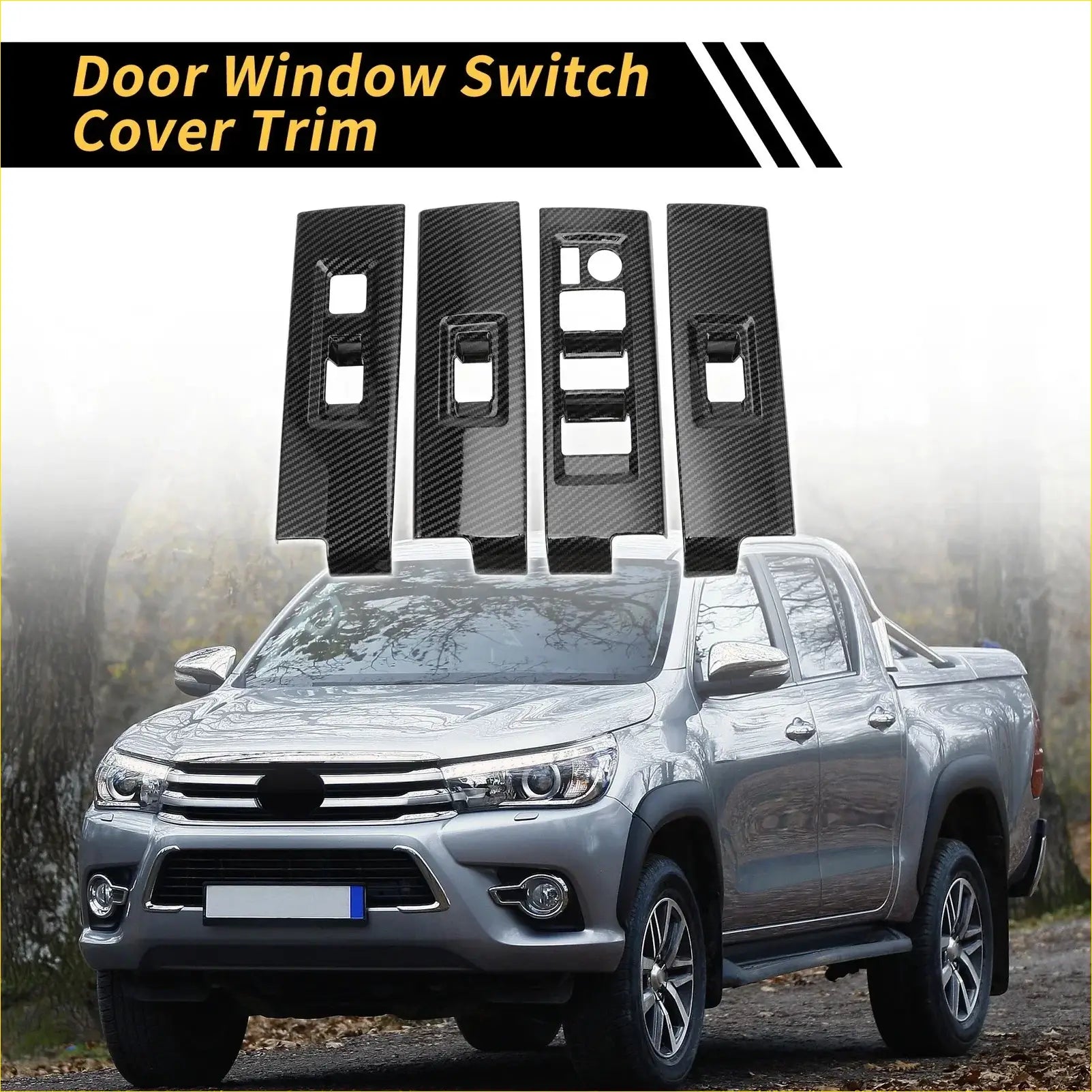 Carbon fiber door window switch cover trim pieces in black for toyota tundra to upgrade interior look