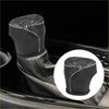 Carbon fiber gear shift knob cover for toyota c-hr with black carbon fiber pattern and white stitching gear shift boot