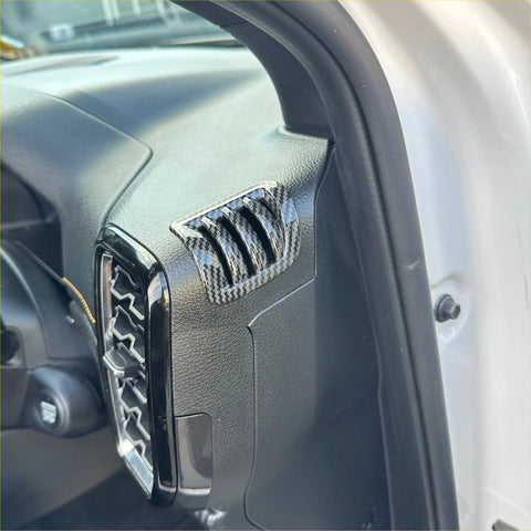 Black carbon fiber interior dashboard vent trim cover with sleek modern design for ford ranger 2022+