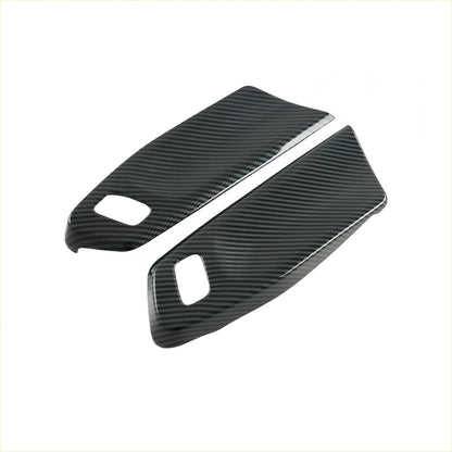 Carbon fiber interior front door panel trim cover for ford ranger with black glossy carbon fiber texture and precise cutouts
