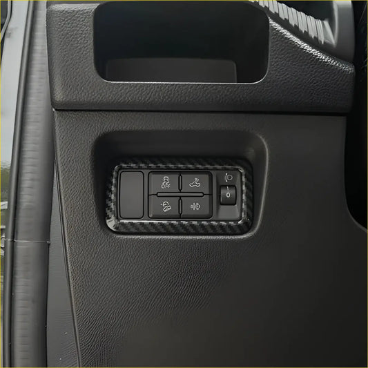 Black carbon fiber textured cover for ford car climate control buttons for interior headlight switch panel