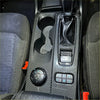 Carbon fiber interior trim cover for ford ranger 2022 with textured center console, cup holders, and gear shift boot