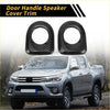Carbon fiber rear door handle speaker cover set for toyota tundra with sleek black finish and woven texture
