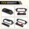 Carbon fiber rear handle frame bezel trim kit for toyota tundra 2022-2024 in black with red accent lines