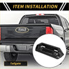 Black carbon fiber textured rear handle cover for 2022-2024 toyota tundra shown from the back side