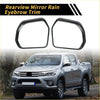 Carbon fiber black rearview mirror rain eyebrow trim for toyota tundra and hilux pickup trucks back side view