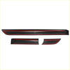 Black and red glossy car side window visors shown from back with carbon fiber sticky dashboard panel cover for toyota tundra