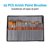 25 Pcs Artist Paint Brushes Set to suit Acrylic Watercolor Oil Painting wit — image 2