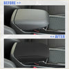 Black fabric center console armrest box cover for toyota rav4 2014-2018 shown from the back side