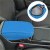 Blue center console armrest box cover for Toyota Tacoma 2016-2022 with gray felt interior and black trim