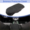 Black faux leather center console armrest cover for Toyota Crown 2019-2023 with red stitching and armrest protector