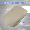 Beige fabric center console armrest cover for toyota highlander 2008-2013 with stitched edges and brown color