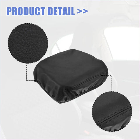 Black textured fabric center console cover for toyota prado 2010-2019 with stitched seams faux leather armrest pad