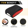 Black and red neoprene armrest cover with contrasting stitching for toyota tacoma 2016-2020 center console lid