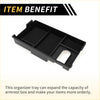 Black plastic center console organizer tray with divided compartments and key cutout for toyota tundra 2007-2021