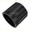 Black cylindrical exhaust tip with glossy ribbed finish and rygo-motor logo for suzuki quadrunner center hub wheel cap