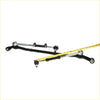 Black and silver steel center link idler arm tie rod kit for Toyota Hilux LN50 LN56 N58 ute with yellow tape scale