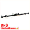 Black painted metal center link tie rod with silver bolts for Nissan crew cab 1997-2001 showing back side