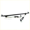 Black and silver center link tie rod set with ball joints and mounting hardware for nissan sd22 bigm crew cab 1997-2001