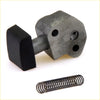 Black rubber-tipped metal adjustment knob with three holes and coil spring for chain tensioner on datsun nissan bluebird 910