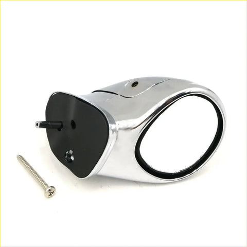 Chrome blind side fender mirror for toyota hilux 1988-1997 with chrome finish black rubber trim and mounting screw
