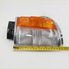 Chrome corner indicator light for toyota hilux 1983-1988 with chrome finish orange upper lens and clear textured lower section